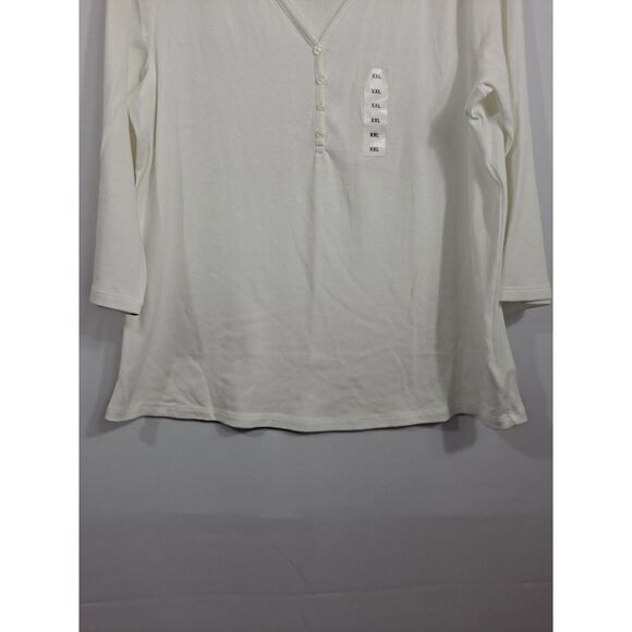 Ladies V NECK Pullover Top NWT.   White, Size XXL. - Picture 3 of 9